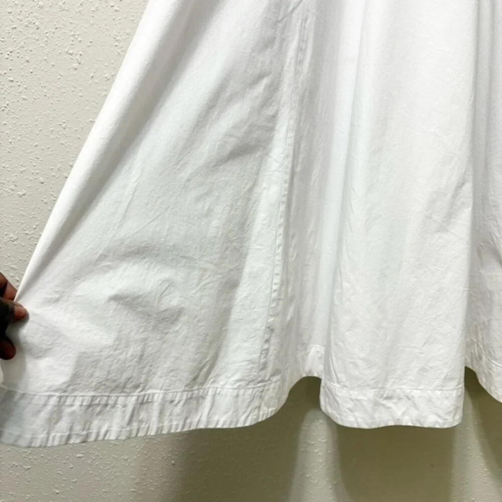 STAUD Finely Twisted Front Midi Dress Classic White V-Neck Puff Sleeve, Size 8 - Picture 4 of 14